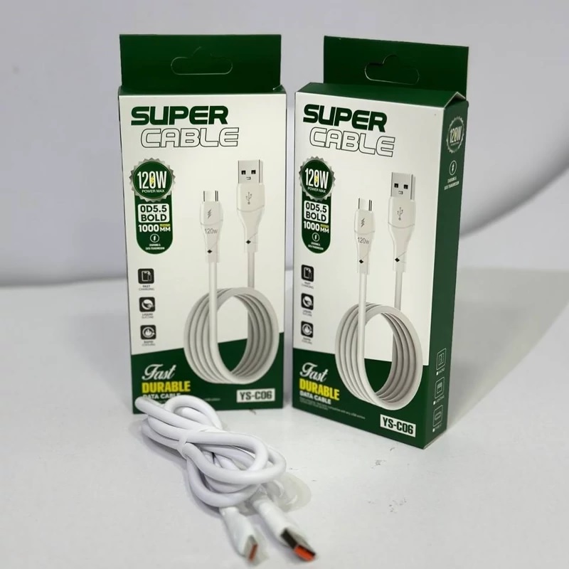 کابل شارژر تایپ سی SUPER CABLE مدل YS-C06 طول 1 متر (ضخیم)