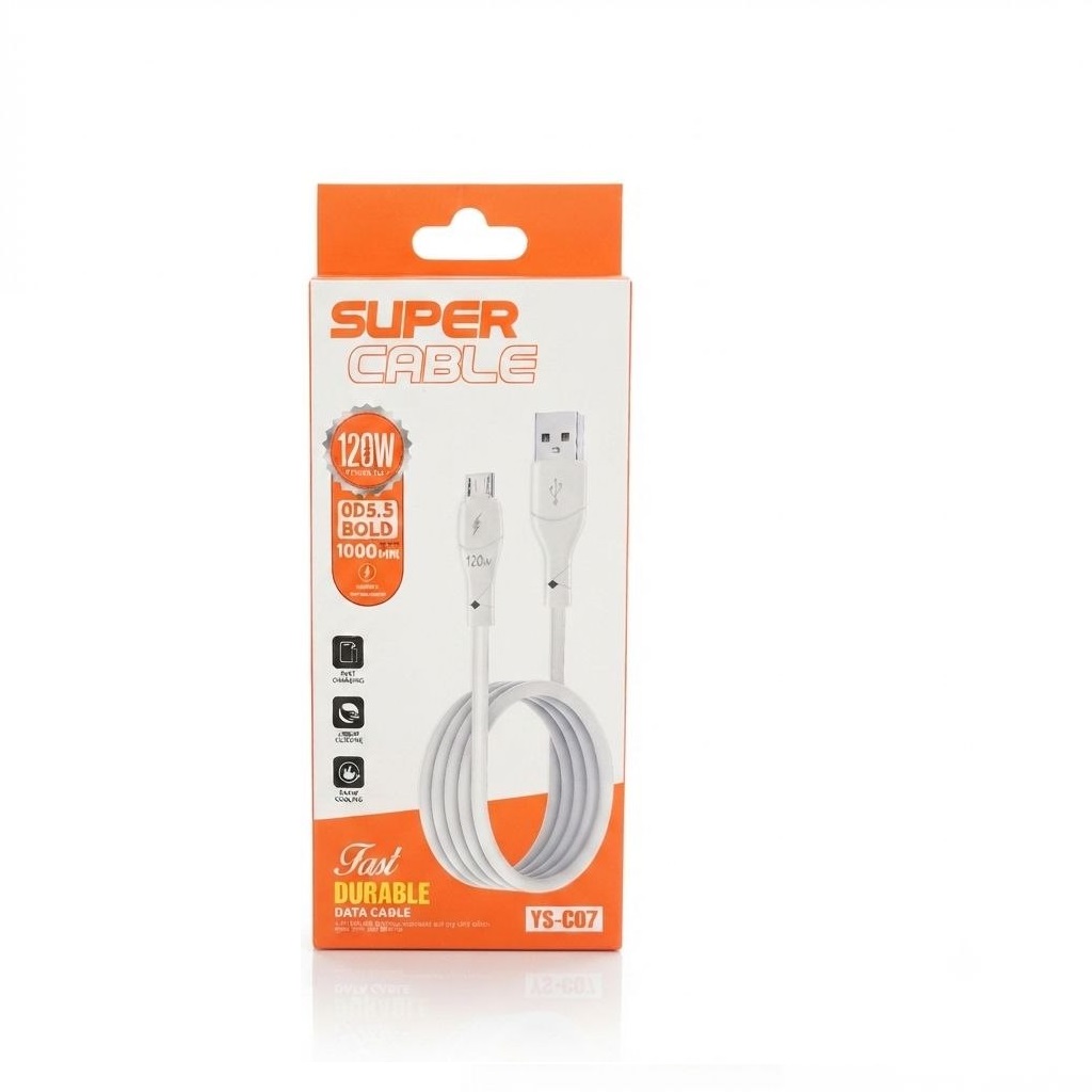 کابل شارژر میکرو SUPER CABLE مدل YS-C07 طول 1 متر (ضخیم)