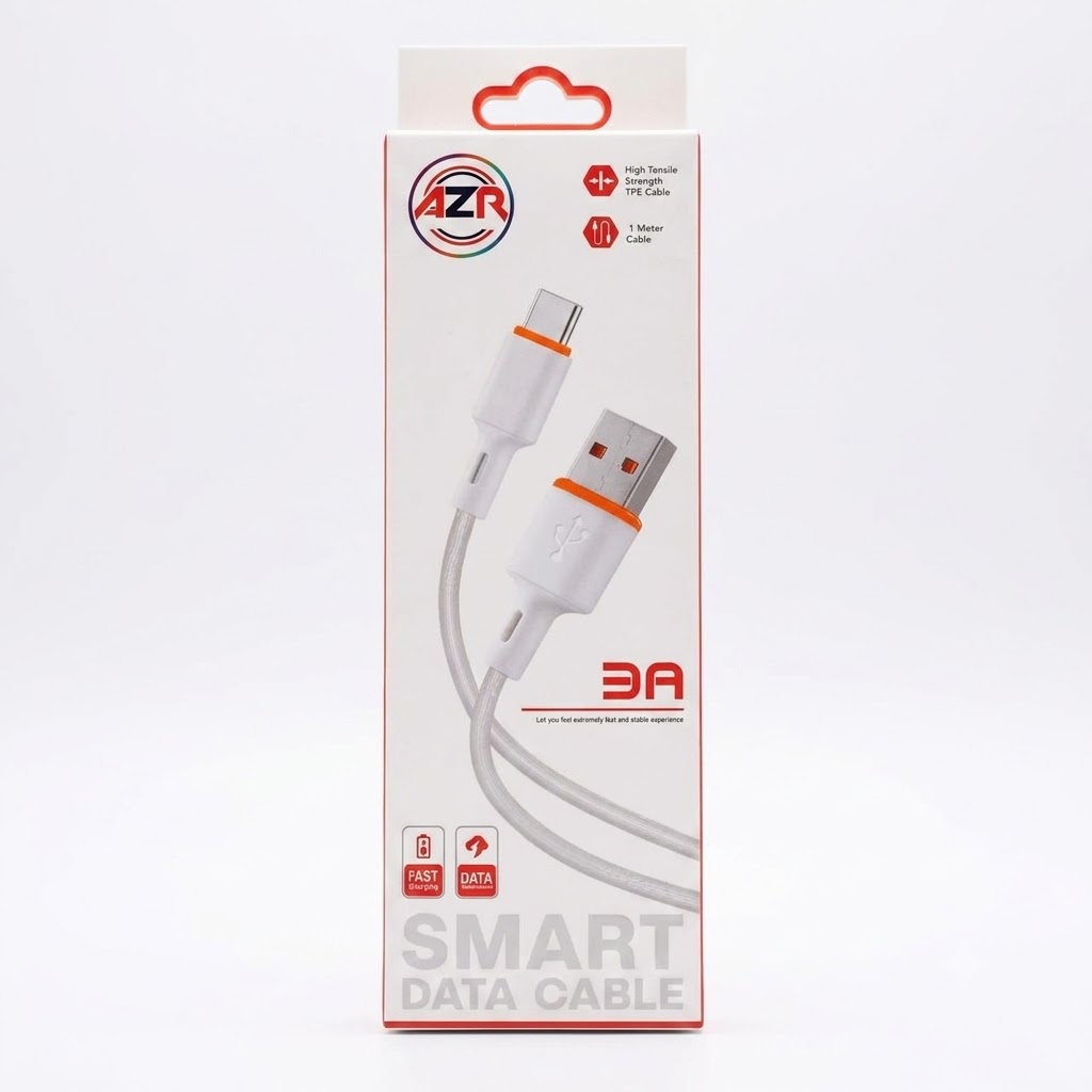 کابل شارژ و انتقال داده AZR مدل Smart Data Cable Type-C 3A