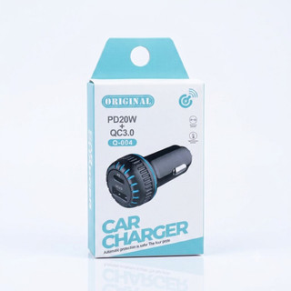 شارژر فندکی خودرو 20 وات مدل Q-004 دو پورت USB و USB-C با PD و QC 3.0