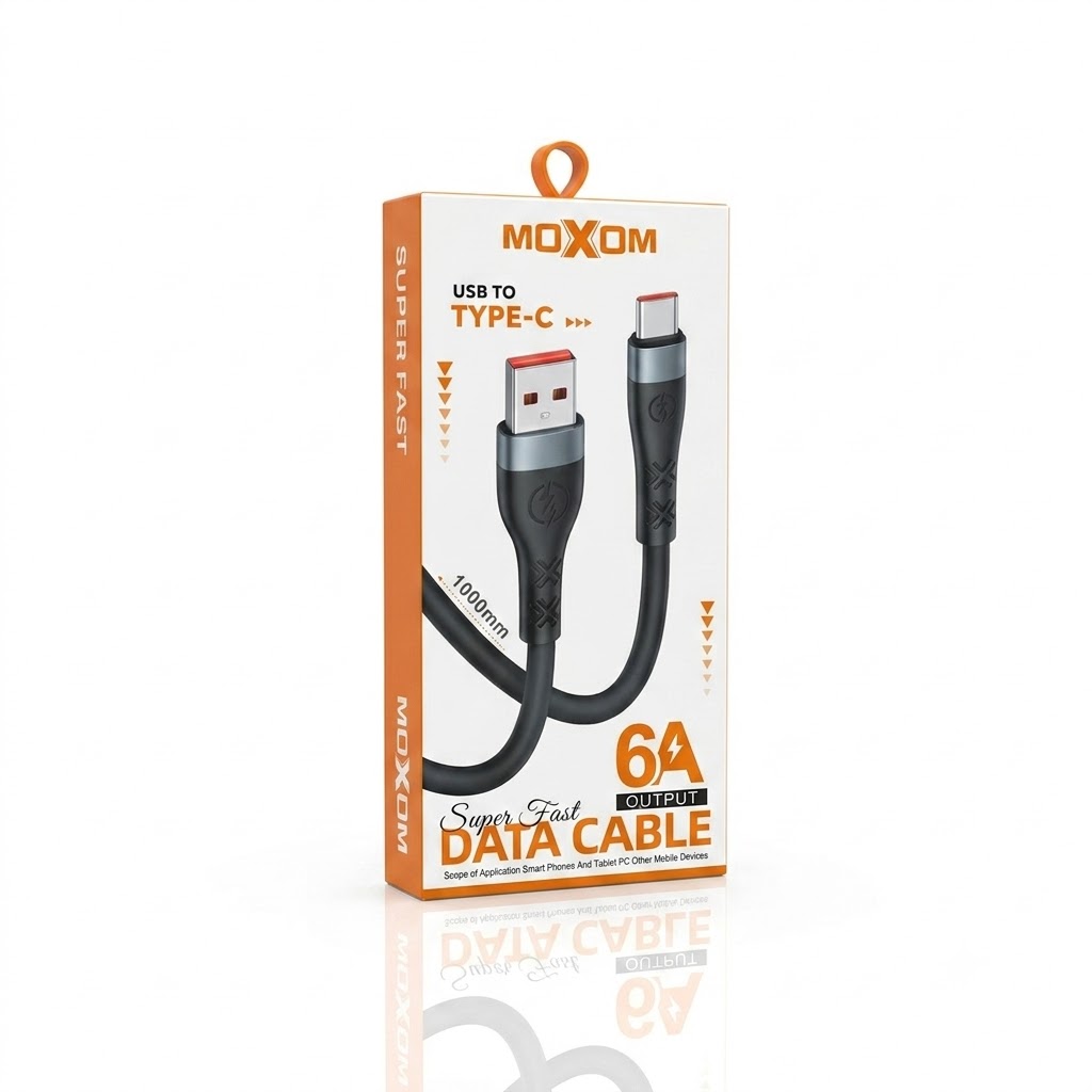 کابل تبدیل USB به Type-C موکسوم MOXOM مدل 6A طول 1 متر