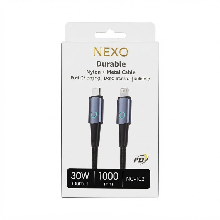 کابل تبدیل USB-C به Lightning نکسو مدل NEXO NC-102i توان ۱۲۰ وات طول ۱ متر